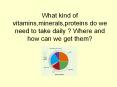 What kind of vitamins,minerals,proteins do we need to take daily ? Where and how can we get them? PowerPoint PPT Presentation