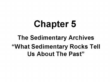 The Sedimentary Archives