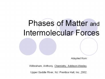 Phases of Matter and Intermolecular Forces