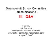 Swampscott School Committee Communications 