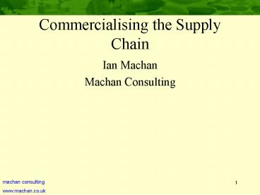 Commercialising the Supply Chain