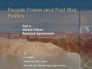 People Power and Post War Politics