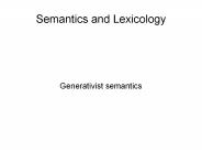 Semantics and Lexicology