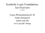 Symbolic%20Logic%20Foundations:%20An%20Overview%201/22/01