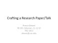 Crafting a Research Paper/Talk PowerPoint PPT Presentation