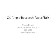 Crafting a Research Paper/Talk