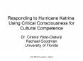 Responding to Hurricane Katrina: Using Critical Consciousness for Cultural Competence PowerPoint PPT Presentation
