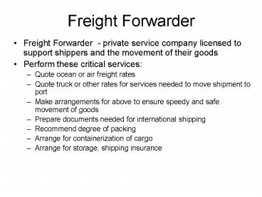 Freight Forwarder