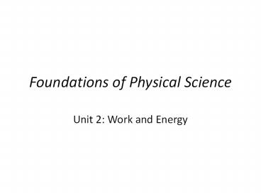 Foundations of Physical Science