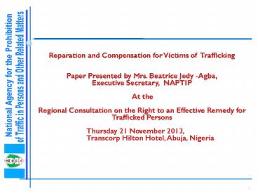 Reparation and Compensation for Victims of Trafficking