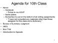 Agenda for 10th Class PowerPoint PPT Presentation