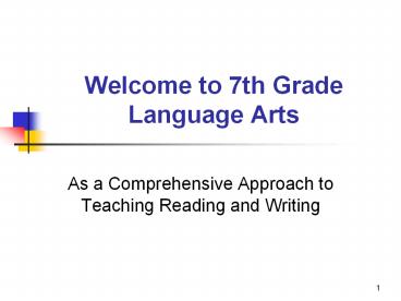 Welcome to 7th Grade Language Arts