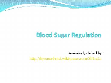 Blood Sugar Regulation