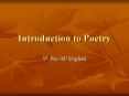 Introduction to Poetry PowerPoint PPT Presentation