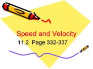 Speed and Velocity