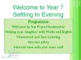 Welcome to Year 7 Settling In Evening PowerPoint PPT Presentation