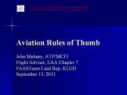 Aviation Rules of Thumb