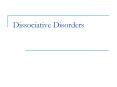 Dissociative Disorders PowerPoint PPT Presentation