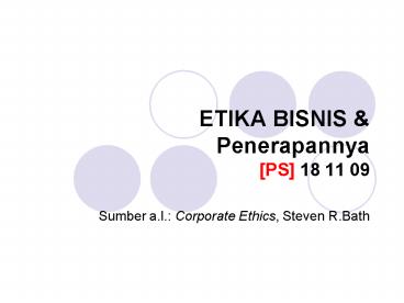 ETIKA BISNIS