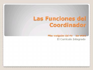 Las Funciones del Coordinador Pilar melguizo del rioies otura
