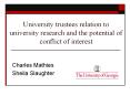 University trustees relation to university research and the potential of conflict of interest PowerPoint PPT Presentation