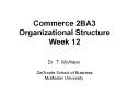Commerce 2BA3 Organizational Structure Week 12 PowerPoint PPT Presentation