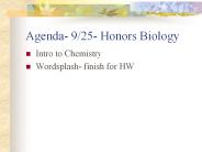 Agenda- 9/25- Honors Biology