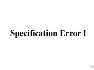 Specification Error I