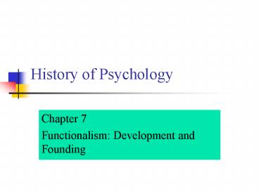 History of Psychology