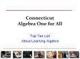 Connecticut Algebra One for All PowerPoint PPT Presentation