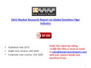 Research Analysis Data on Global Seamless Pipe Industry 2015