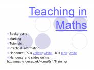 Teaching in Maths