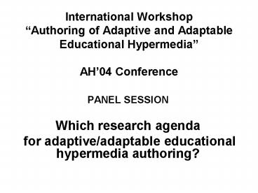 International Workshop 