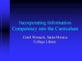 Incorporating Information Competency into the Curriculum PowerPoint PPT Presentation