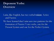 Deponent Verbs: Overview