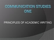 COMMUNICATION STUDIES ONE