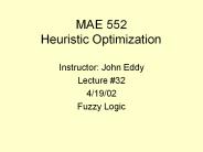 MAE 552 Heuristic Optimization