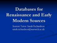 Databases for Renaissance and Early Modern Sources