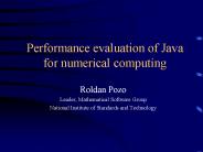Performance evaluation of Java for numerical computing