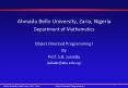 Ahmadu Bello University, Zaria, Nigeria PowerPoint PPT Presentation