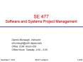 SE 477 Software and Systems Project Management PowerPoint PPT Presentation