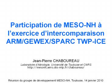 Participation de MESO-NH 