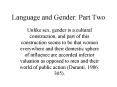 Language and Gender: Part Two PowerPoint PPT Presentation