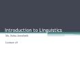Introduction to Linguistics PowerPoint PPT Presentation