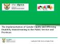 The Implementation of Gender Equity and Affirming Disability Mainstreaming in the Public Service and Provinces PowerPoint PPT Presentation