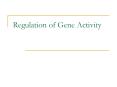 Regulation of Gene Activity PowerPoint PPT Presentation