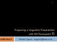 Preparing a Linguistics Presentation with MS Powerpoint II PowerPoint PPT Presentation