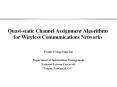 Quasi-static Channel Assignment Algorithms for Wireless Communications Networks PowerPoint PPT Presentation