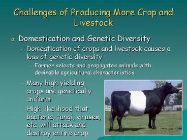 Challenges of Producing More Crop and Livestock