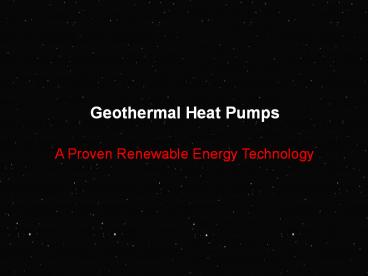 Geothermal Heat Pumps